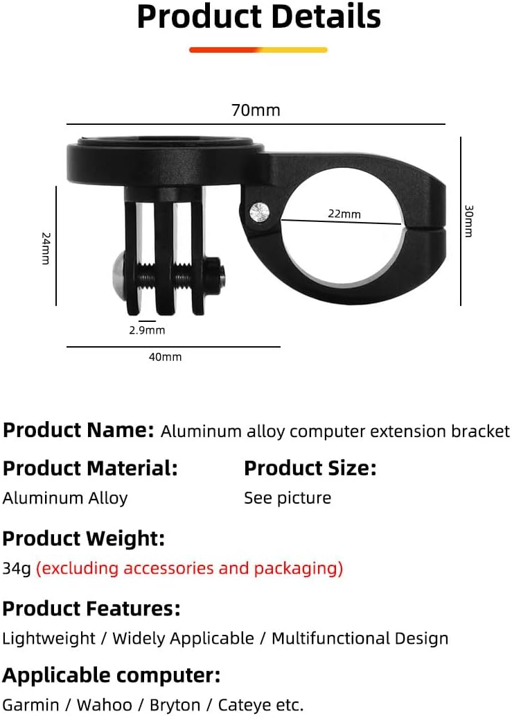 brightech GPS Computer Mount for Aero Bars, TT Bars, or Tri Bars for Road and Triathlon Bikes Compatible with Garmin, Wahoo, CatEye, and Bryton with GoPro Action Camera and Bike Light Attachment - Image 2
